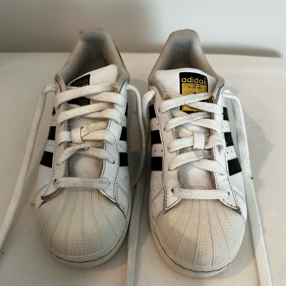 Adidas Kids White and Black Striped Sneakers